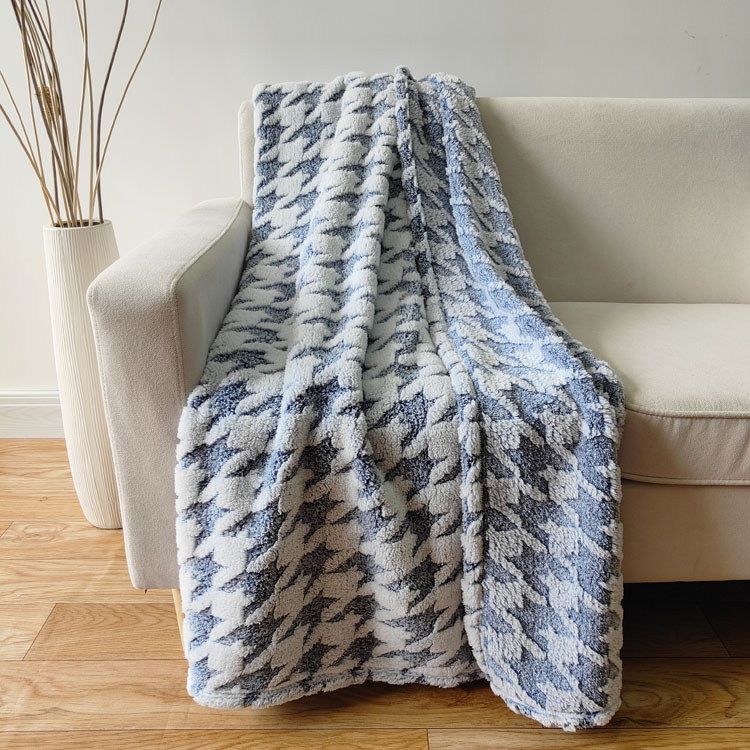 Polyester Jacquard Home Deco Cozy Sherpa Throw Blanket